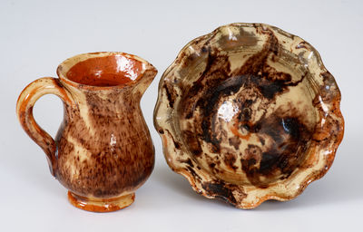 Miniature Redware Pitcher and Bowl Set, Wincester, VA or Thurmont, MD (Bacher / Kern)