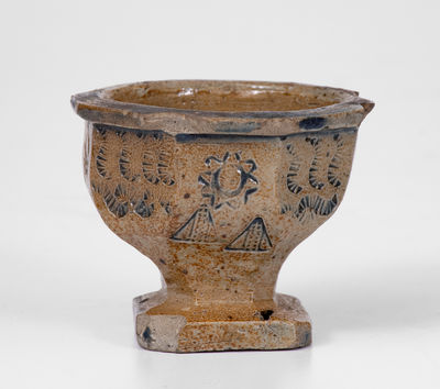 Rare Stoneware Master Salt w/ Elaborate Punched Decoration, probably Ohio