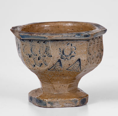 Rare Stoneware Master Salt w/ Elaborate Punched Decoration, probably Ohio