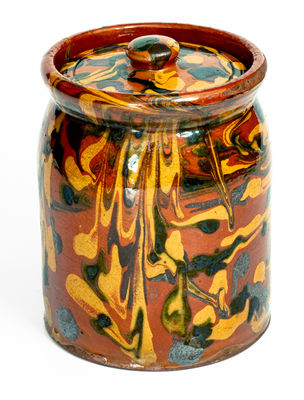 Exceptional New England Redware Jar w/ Profuse Slip Decoration, probably Norwalk, CT