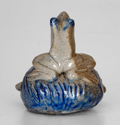 Rare and Fine Anna Pottery / 1887 Figural Inkwell Featuring a Frog atop a Face