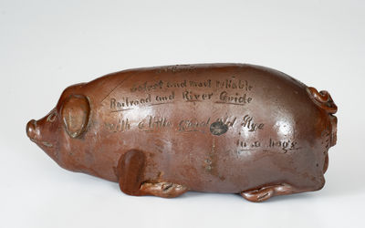Anna Pottery "Railroad and River Guide" Stoneware Pig Flask