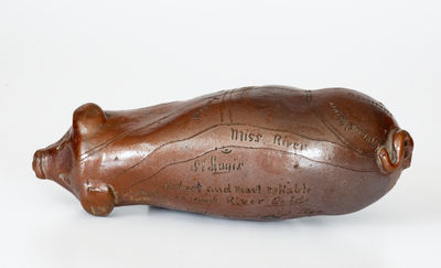 Anna Pottery "Railroad and River Guide" Stoneware Pig Flask