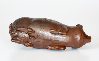 Anna Pottery "Railroad and River Guide" Stoneware Pig Flask
