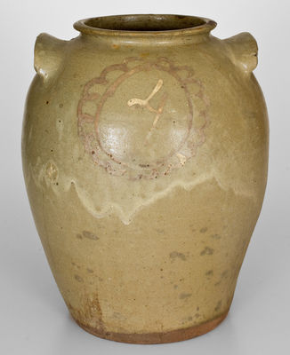 4 Gal. Kaolin Slip-Decorated Stoneware Jar attrib. Thomas Chandler, Edgefield District, SC