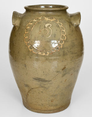 3 Gal. Kaolin Slip-Decorated Stoneware Jar attrib. Thomas Chandler, Edgefield District, SC