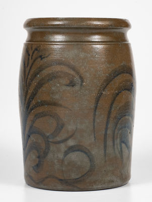 Unusual West Virginia Stoneware Jar w/ Elaborate Cobalt Decoration