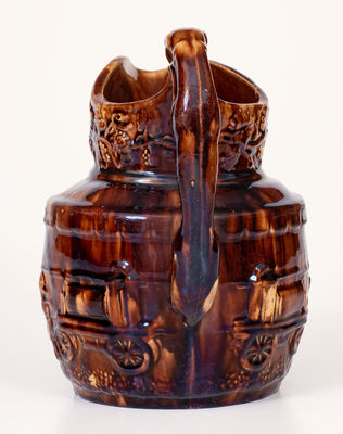 Rockingham Pitcher w/ Rare Firemen Pattern att. Cadmus & Co., South Amboy, NJ