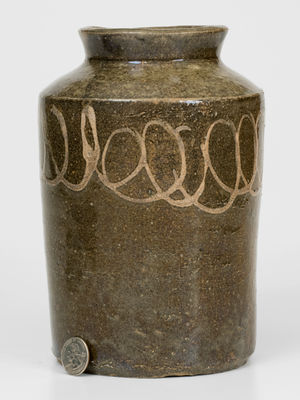 Attrib. Thomas Chandler, Edgefield District, SC Stoneware Jar w/ Kaolin Slip Decoration