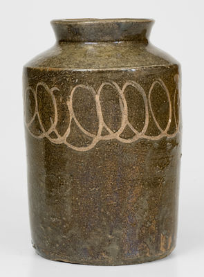 Attrib. Thomas Chandler, Edgefield District, SC Stoneware Jar w/ Kaolin Slip Decoration