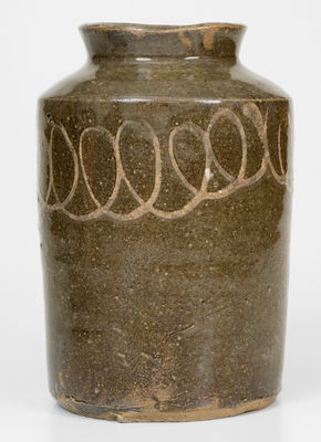 Attrib. Thomas Chandler, Edgefield District, SC Stoneware Jar w/ Kaolin Slip Decoration