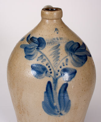 4 Gal. COWDEN & WILCOX / HARRISBURG, PA Stoneware Jug w/ Floral Decoration