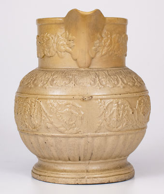 Rare D. & J. HENDERSON, Jersey City, NJ Molded Stoneware Pitcher