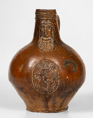 Bellarmine Stoneware Jug, probably Frechen, Germany, 16th or 17th century