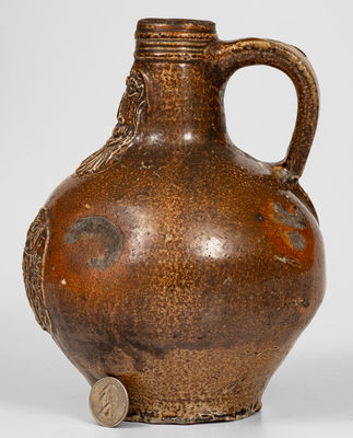 Bellarmine Stoneware Jug, probably Frechen, Germany, 16th or 17th century