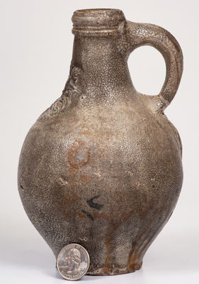 Small-Sized Bellarmine Stoneware Jug, probably Frechen, Germany, 16th or 17th century