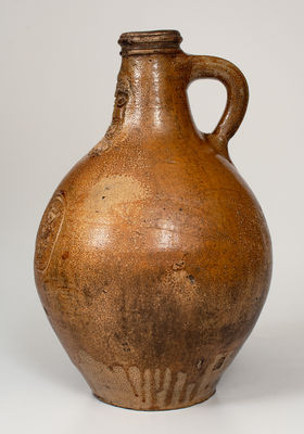 Large-Sized Bellarmine Stoneware Jug w/ Amsterdam Coat of Arms, 16th or 17th century