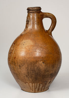 Large-Sized Bellarmine Stoneware Jug w/ Amsterdam Coat of Arms,  16th or 17th century