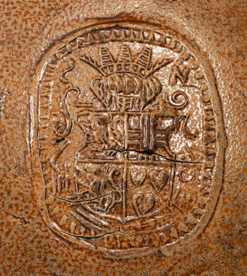Large-Sized Bellarmine Stoneware Jug w/ Amsterdam Coat of Arms,  16th or 17th century