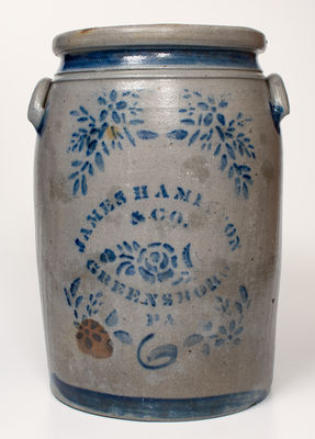 6 Gal. JAMES HAMILTON & CO. / GREENSBORO, PA Stoneware Jar