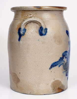 3 Gal. M. & T. MILLER / NEWPORT, PA Stoneware Jar w/ Cobalt Floral Decoration