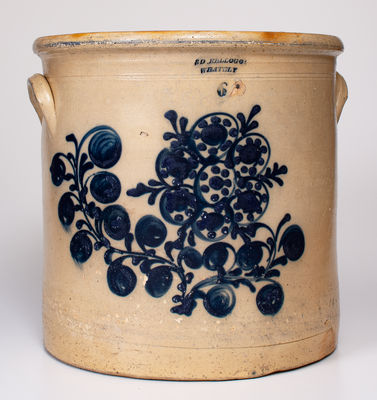 6 Gal. S. D. KELLOGG / WHATELY Stoneware Crock w/ Elaborate Floral Decoration