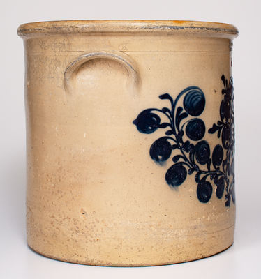 6 Gal. S. D. KELLOGG / WHATELY Stoneware Crock w/ Elaborate Floral Decoration