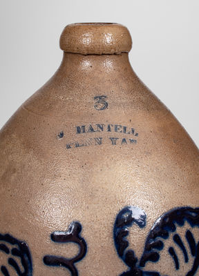 J. MANTELL / PENN YAN Stoneware Jug w/ Elaborate Slip-Trailed Decoration