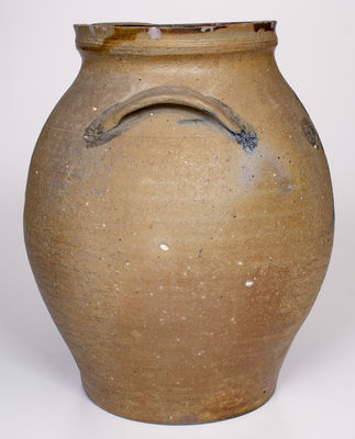 Unusual Ohio 3 Gal. Stoneware Jar w/ Elaborate Impressed and Incised Cobalt Decoration