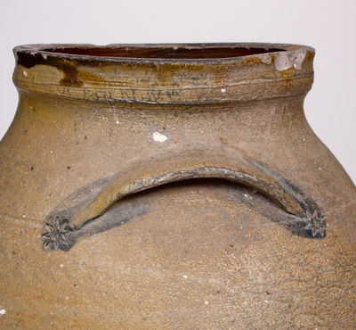 Unusual Ohio 3 Gal. Stoneware Jar w/ Elaborate Impressed and Incised Cobalt Decoration