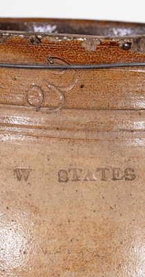 Scarce 3 Gal. W. STATES, Stonington, CT Stoneware Jar, c1811-1823