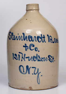 Stoneware Jug with Script New York City Advertising attrib. Fulper, NJ