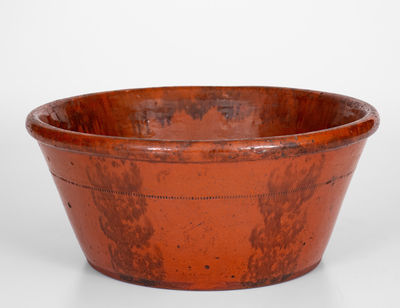 Large Manganese-Decorated Philadelphia Redware Bowl, attrib. Haig Family
