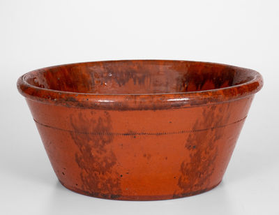Large Manganese-Decorated Philadelphia Redware Bowl, attrib. Haig Family