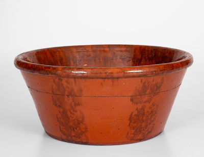 Large Manganese-Decorated Philadelphia Redware Bowl, attrib. Haig Family