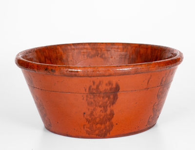 Large Manganese-Decorated Philadelphia Redware Bowl, attrib. Haig Family