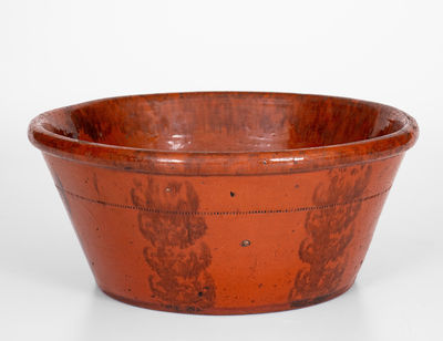 Large Manganese-Decorated Philadelphia Redware Bowl, attrib. Haig Family