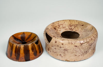 Lot of Two: Unusual Stoneware and Redware Spittoons
