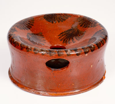 Unusual Sponge-Decorated Redware Spittoon, probably Philadelphia