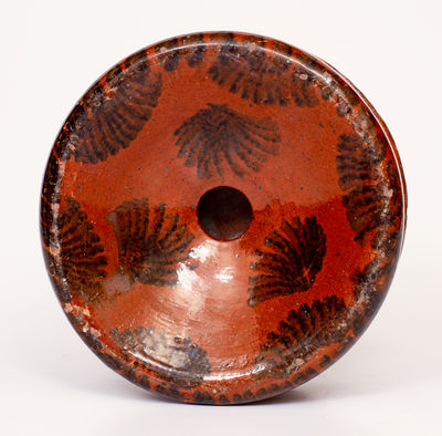 Unusual Sponge-Decorated Redware Spittoon, probably Philadelphia