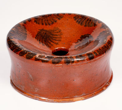 Unusual Sponge-Decorated Redware Spittoon, probably Philadelphia