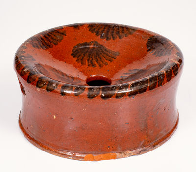 Unusual Sponge-Decorated Redware Spittoon, probably Philadelphia