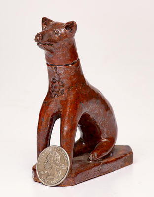 Rare Redware Dog attrib. Jesiah Shorb, West Manheim Township, York County, PA