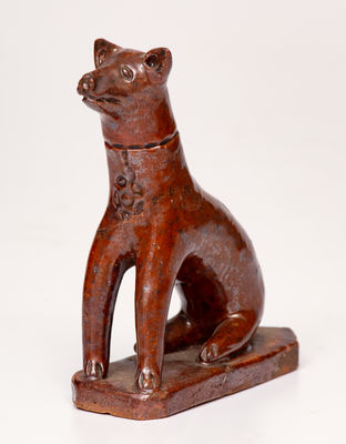 Rare Redware Dog attrib. Jesiah Shorb, West Manheim Township, York County, PA