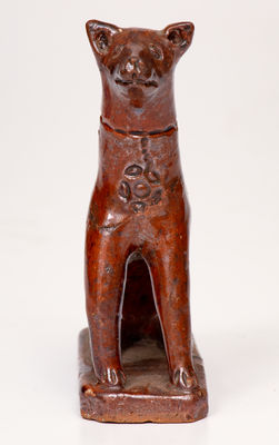 Rare Redware Dog attrib. Jesiah Shorb, West Manheim Township, York County, PA