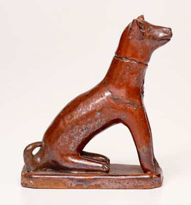 Rare Redware Dog attrib. Jesiah Shorb, West Manheim Township, York County, PA