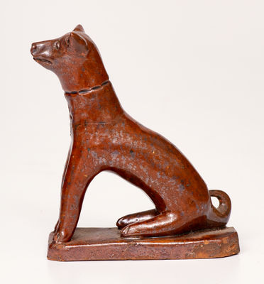 Rare Redware Dog attrib. Jesiah Shorb, West Manheim Township, York County, PA