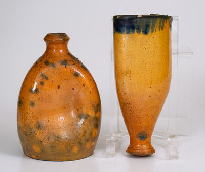 Lot of Two: North Carolina Pinched Bottle and Wall Pocket, early 20th century
