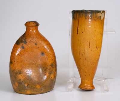 Lot of Two: North Carolina Pinched Bottle and Wall Pocket, early 20th century