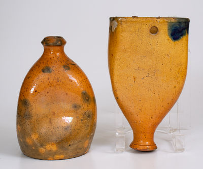 Lot of Two: North Carolina Pinched Bottle and Wall Pocket, early 20th century